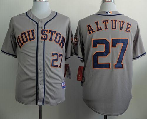 Astros #27 Jose Altuve Grey Cool Base Stitched MLB Jersey - Click Image to Close